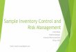 Sample Inventory Control and Risk Management - …1).pdf · This procedure applies to all manufacturing samples ... Stability Chamber IQ ... Sample Inventory Control and Risk Management
