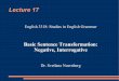 English 3318: Studies in English Grammar - · PDF fileEnglish 3318: Studies in English Grammar Basic Sentence Transformation: ... Recognize the underlying pattern of sentences that