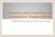 Theory and Practice of Counselor Supervision · PDF fileTheory and Practice of Counselor Supervision ... Master’s degree in Counseling or related profession ... A variety of counseling