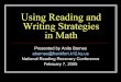 Using Reading and Writing Strategies in Math Reading and Writing Strategies in Math ... Each pack had 12 pencils in it. ... Chart paper, graph paper, 