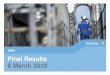 2009 Final Results 8 March 2010 - Petrofac · PDF fileFinal Results 8 March 2010 2009. ... Commercial production achieved in a record time for the Northern North Sea Northern Producer