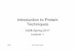 Introduction to Protein  · PDF fileIntroduction to Protein Techniques ... -metal ion interaction- Ni-for his tag proteins, ... Lecture 3 . 542B ISU Protein Facility