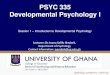 PSYC 335 Developmental Psychology I - · PDF filePSYC 335 Developmental Psychology I ... birth to 18-24 months. extremely ... grow taller and run a little faster with each passing