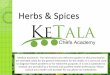 Herbs & Spices - KeTala Chefs · PDF fileHerbs & Spices Medical disclaimer ... to diagnose health problems or for treatment purposes. ... used in Ayurvedic medicine to stimulate the