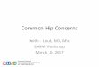 Common Hip Concerns -   · PDF fileCommon Hip Concerns Keith J. Loud, MD, MSc ... Missed dance recently; does not miss school; does ... SCFE •Displacement of
