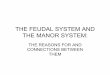 THE FEUDAL SYSTEM AND THE MANOR SYSTEMsharpsocialstudies.weebly.com/uploads/7/7/3/2/7732433/the_manor... · THE FEUDAL SYSTEM AND THE MANOR SYSTEM: THE REASONS FOR AND CONNECTIONS
