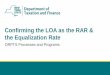 Confirming the LOA as the RAR the Equalization Rate the LOA as the RAR the Equalization Rate ORPTS Processes and Programs Residential assessment ratios (RAR) The RAR is a measure of