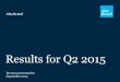 Results for Q2 2015 - Alm. · PDF fileResults for Q2 2015 Investor presentation September 2015 . Financial highlights of Q2 2015 ... –Satisfactory risk result –Q2 2014 impacted