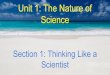 Unit 1: The Nature of Science - Science with Mrs. Watsonwatsoned.weebly.com/.../copy_of_unit_1-_the_nature_of_science.pdf · Unit 1: The Nature of Science Section 1: Thinking Like