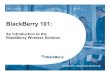 brand review blackberry 101 · BlackBerry 101 Agenda ... Internet User State Databases User 2 Admin PC Application Servers HTTP/S Configuration ... Siebel … Corporate 
