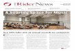 A Soaring Space for Music - The Rider News · A Soaring Space for Music. 2 . ... ing the exit, and pull into the left lane at the red light. ... For more information contact Matthew