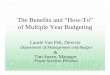 The Benefits and “How-To” of Multiple Year Budgeting · The Benefits and “How-To” of Multiple Year Budgeting Laurie Van Pelt, ... Tax estimates Year –End Report ... –