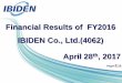 Financial Results of FY2016 IBIDEN Co., Ltd.(4062) April … Product Development and Supply in intake/ignition/exhaust process of gasoline or diesel engines Background and objective
