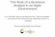 The Role of a Business Analyst in an Agile Environment · The Role of a Business Analyst in an Agile Environment •It is the A who must become the “value manager” and ensure