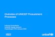 Overview of UNICEF Procurement Processes · Overview of UNICEF Procurement Processes Industry Consultation ... contributor to UNICEF‟s change in procurement strategy Major changes