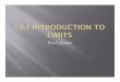 12.1 Introduction to Limits ppt - Iroquois Central School …€¦ ·  · 2015-03-11A function f (x) has a limit as x approaches c if and only if the right-hand and left hand limits