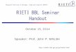 RIETI BBL Seminar Handout · RIETI BBL Seminar Handout. Speaker: ... and innovation as a distributed process ... of those who report innovation report NTM-innovation