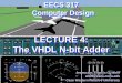 Lecture 4: The VHDL N-bit adderosorio.wait4.org/SSC0113/AULA02/eecs_317_adder.pdfCWRU EECS 317 EECS 317 Computer Design LECTURE 4: The VHDL N-bit Adder Instructor: Francis G. Wolff
