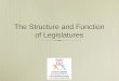 The Structure and Function of Legislatures · The Structure and Function of Legislatures. Objectives to understand key concepts to examine the functions of legislatures ... mass media