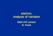 PowerPoint Presentation - ANOVA: Analysis of Variationrpruim/courses/m… · PPT file · Web view · 2003-11-11ANOVA: Analysis of Variation ... The basic ANOVA situation An example