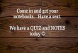 Come in and get your notebooks. Have a seat. We have a …ososcience.weebly.com/uploads/1/3/3/7/13379611/foren… ·  · 2017-11-09Come in and get your notebooks. Have a seat. 