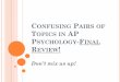 Confusing Pairs of Topics in AP Psychology · in Bio books, and on the AP Psych test. ... this final level, ... Confusing Pairs of Topics in AP Psychology 