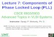 Lecture 7: Components of Phase Locked Loop (PLL)€¦ · Phase Locked Loop • The first phase locked loop was proposed by a French scientist de Bellescize in 1932. • Basic idea