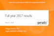Full year 2017 results - Gemalto · expected synergies from ... Net debt is a non IFRS measure defined as total borrowings net of cash and cash ... Gemalto full year 2017 results