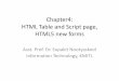 Chapter4: HTML Table and Script page, HTML5 new forms - VB161.246.38.75/download/wc/ Table and Script page, HTML5 new forms ... •VB script •Unix shell script ... Lab3.1 Enter student