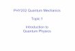 PHY202 Quantum Mechanics Topic 1 Introduction to Quantum ...physics-database.group.shef.ac.uk/phy202/phy202_lect09_topic1.pdf · Introduction to Quantum Physics . Outline of Topic