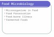 Food Microbiology - Kennesaw State Universityksuweb.kennesaw.edu/~jhendrix/btec4200… · PPT file · Web view · 2006-11-20Food Microbiology Microorganisms in Food Food Preservation