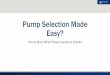 Pump Selection Made Easy? - The Water Environment ... Pump Selection is easy! Static Head Friction and Form Losses. Friction and Form Losses Total Dynamic Head. Q. Q
