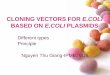 CLONING VECTORS FOR E - IPMB Gazetteipmbgazette.weebly.com/uploads/1/0/3/0/1030249/giang.pdfCLONING VECTORS FOR E.COLI BASED ON E.COLI PLASMIDS Different types Principle Nguyen Thu