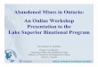 Abandoned Mines in Ontario: An Online Workshop ... · Presentation to the Lake Superior Binational Program. Ministry of Northern Development and Mines. Ministry of Northern Development