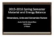 2015 2016 Spring Semester Material and Energy Balanceweb.deu.edu.tr/metalurjimalzeme/pdf... ·  · 2016-02-192015‐2016 Spring Semester Material and Energy Balance Dimensions, Units