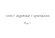 Unit 2: Algebraic Expressions - Lower Moreland Township … ·  · 2016-11-07Translating Verbal Expressions into Algebraic Expressions ... Exit Ticket A small company has ... Exit