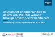 Assessment of opportunities to deliver oral PrEP for … · Assessment of opportunities to deliver oral PrEP for ... PrEP to women via the private sector in Kenya, ... oral PrEP for