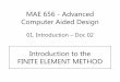 Introduction to the FINITE ELEMENT METHOD 656... · MAE 656 - Advanced Computer Aided Design 01. Introduction – Doc 02 Introduction to the FINITE ELEMENT METHOD