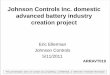 Johnson Controls Inc. Domestic Advanced Battery … · Johnson Controls Inc. domestic advanced battery industry creation project. Eric Ellerman. Johnson Controls. 5/11/2011. ARRAVT019