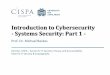 Introduction to Cybersecurity - Systems Security: Part 1 .Introduction to Cybersecurity - Systems