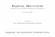 IQBAL REVIEW - iqbalcyberlibrary.netiqbalcyberlibrary.net/pdf/IRE-OCT-1960.pdf · studied with the background of psychology: historical phenomena after all ... Shah Waliullah and