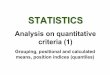 Grouping, positional and calculated means, position … Quantitative...Grouping, positional and calculated means, position indices (quantiles) STATISTICS ANALYSIS OF A POPULATION ACCORDING