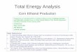 Total Energy Analysis - Weizmann Institute of Science Total Energy Analysis Corn Ethanol Production Main References 1. R. Hammerschlag, 2006. Ethanol’s energy return on investment: