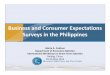 Business and Consumer Expectations Surveys in … and Consumer Expectations Surveys in the Philippines ... • 2-page questionnaire in Excel format ... Utilization of Overseas Filipino