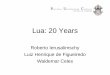Lua: 20 Years - The Programming Language Lua allow users to answer users' questions end of 1997 - more than 100 subscribers, should we try a newsgroup? International Exposure 