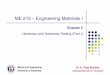 ME 215 – Engineering Materials Ibozdana/ME215_5A.pdf · ... Engineering Materials I Chapter 5 Hardness and Hardness Testing ... (plastic) deformation – Rockwell ... hFig. 4 illustrates