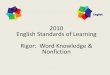 2010 English Standards of Learning Rigor: Word … 1/VDOE...2010 English Standards of Learning Rigor: ... • Emphasis on Prefixes, Suffixes, Greek and Latin roots in word ... •