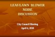 LEAF/LAWN BLOWER NOISE DISCUSSION · Presentation - Focus on ... Lawn Blower Type and Uses Gas or electric ... Contractors utilized by the City do not use lawn mower equipment baggers