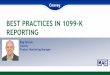 BEST PRACTICES IN 1099-K REPORTING - … Presentation - 1099-K.pdf · BEST PRACTICES IN 1099-K REPORTING ... (Typically 1099-R) –Backup (B, DIV, INT, MISC, OID, PATR, K) –NRA