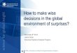 How to make wise decisions in the global environment of ... · decisions in the global environment of surprises? ... capabilities or development ... • Complex Adaptive Systems theory